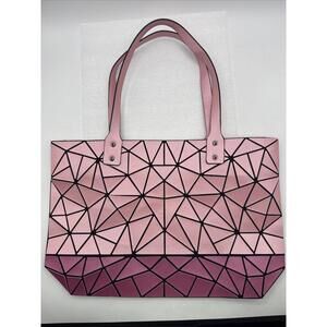 PATRICIA LUCA Pink/Fuchsia Two-tone Geometric Shoulder Purse Bag Tote 17x11x4”
